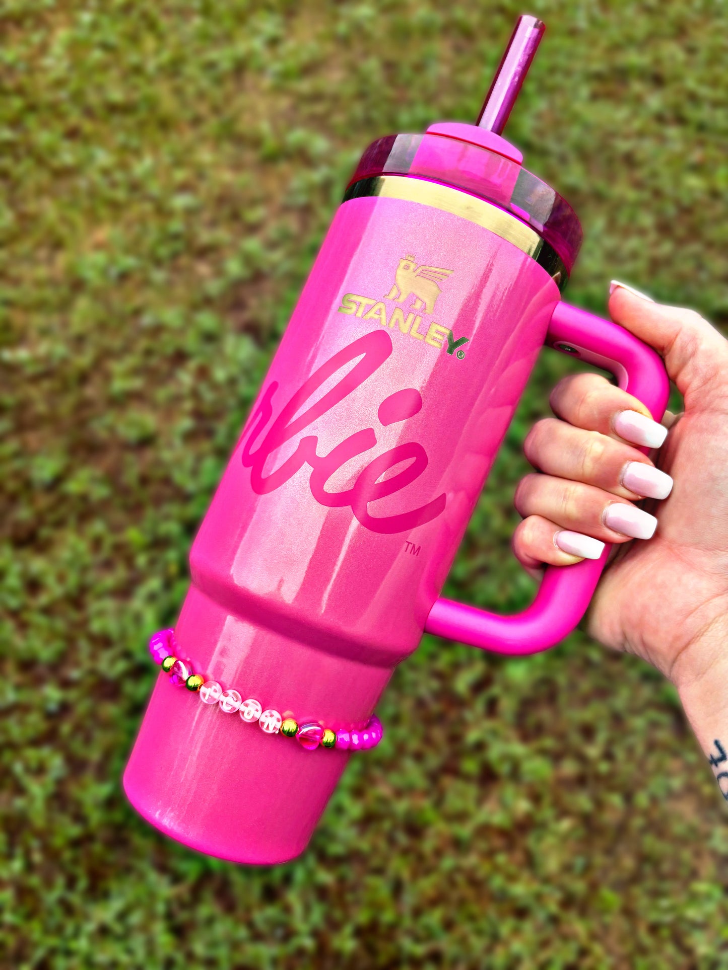 Pink Icon Cup Bracelets. Choose your letters/word!