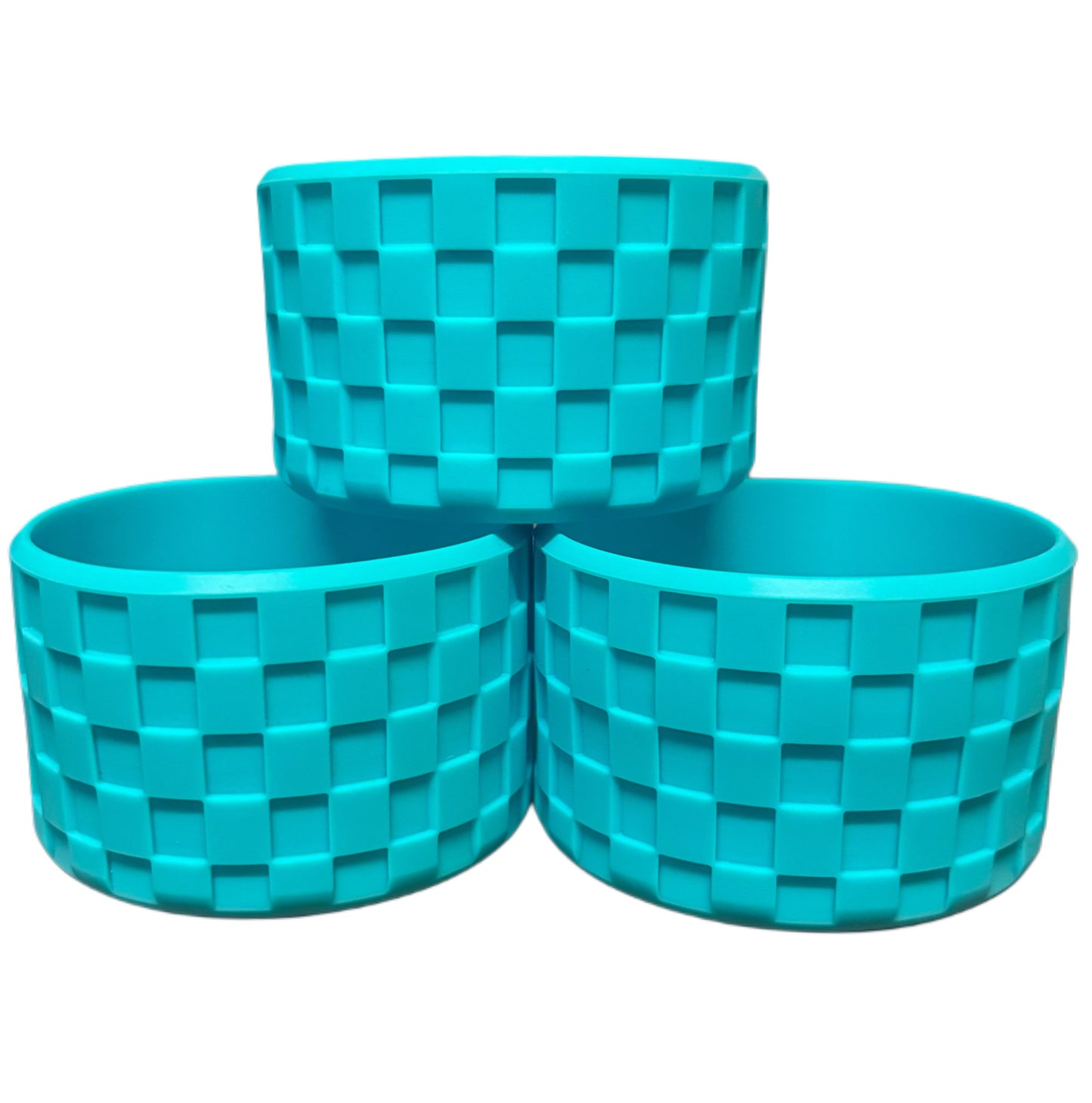 Aqua Blue Checkered Texture Silicone Boot. Stanley Cup Accessories