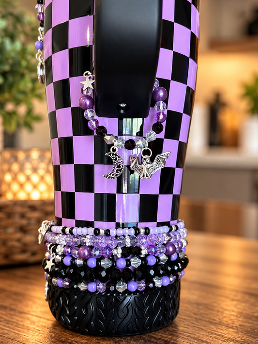 Halloween Purple Bats Handle Charm