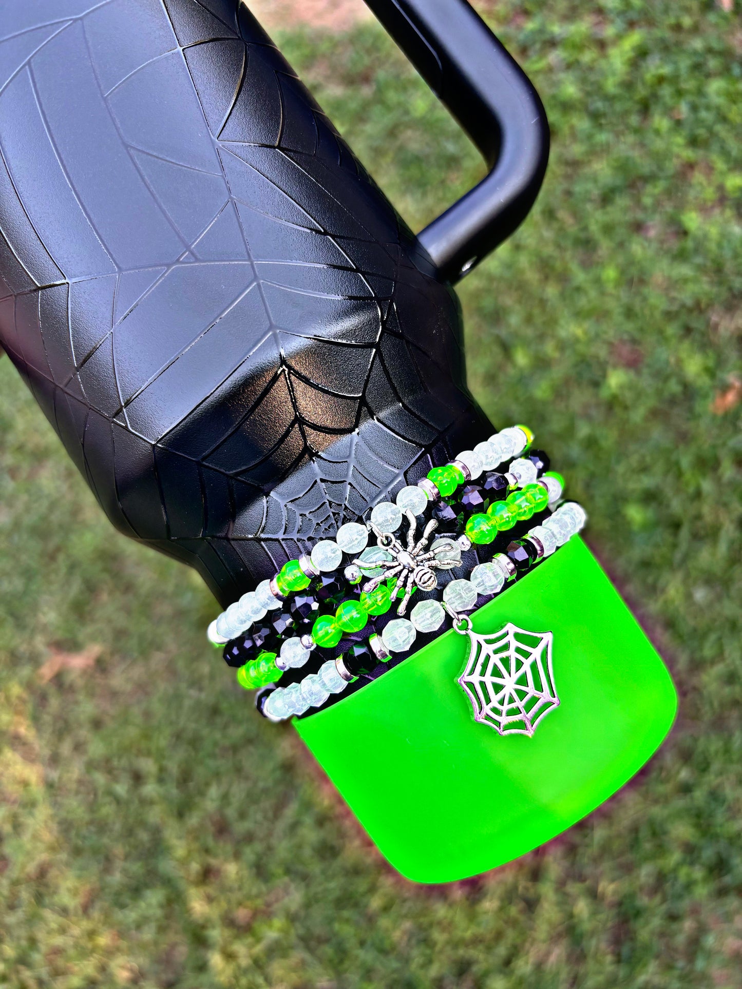 Web Glow Cup Bracelets. GLOWS IN THE DARK!