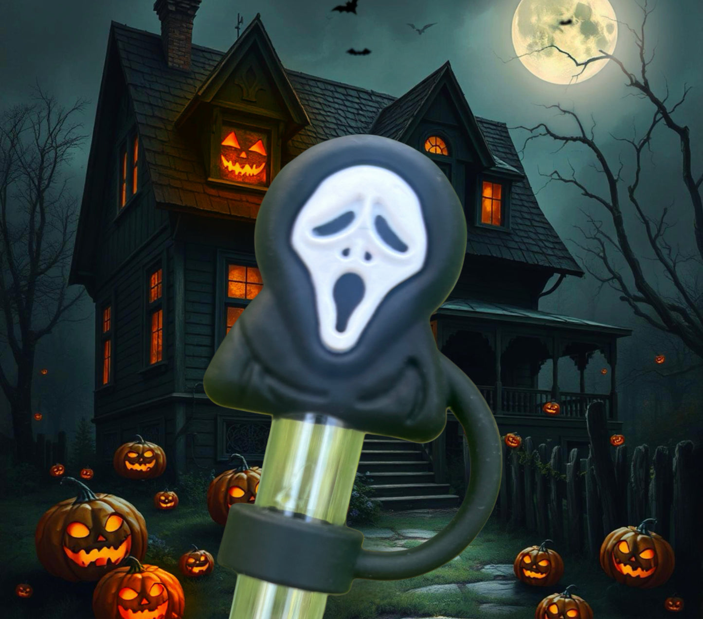 Scream 3D Silicone Straw Topper