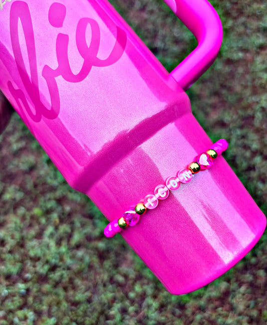 Pink Icon Cup Bracelets. Choose your letters/word!