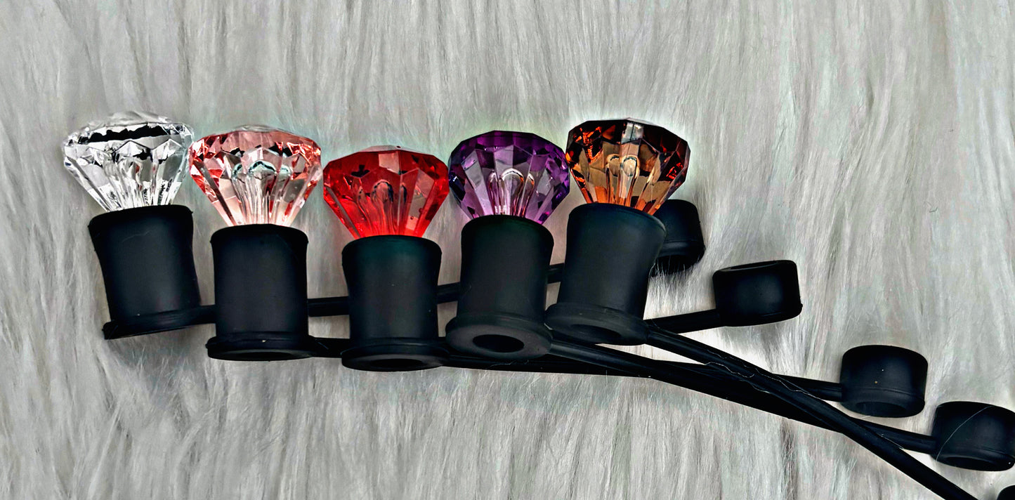 Diamond Straw Topper Black Silicone