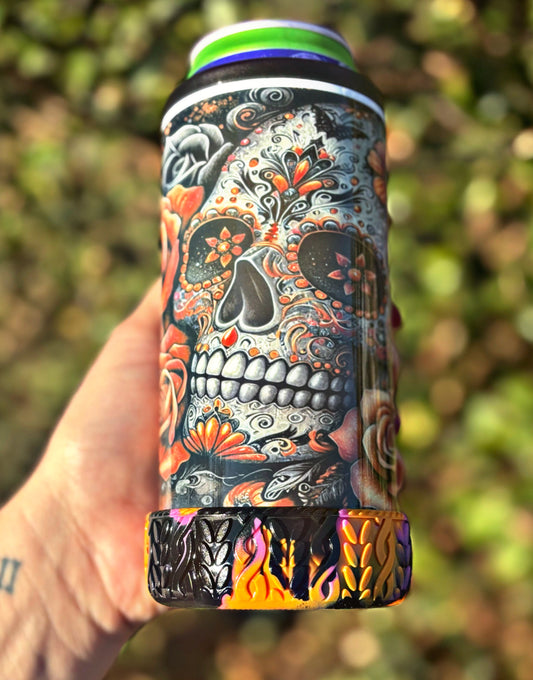 Sugar Skull 12oz Slim Can Holder
