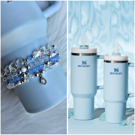 Glacier Blue Cup Bracelets. Choose with or without snowflakes.