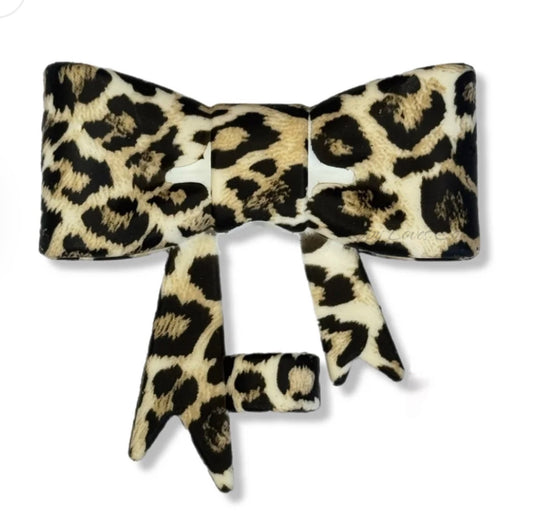 Leopard  Big Bow Silicone Straw Topper