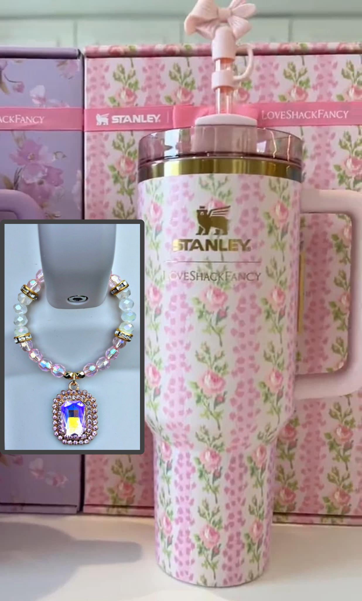 LoveShack Fancy Blooming Heirloom Cup Handle Charm Stanley Cup Accessories