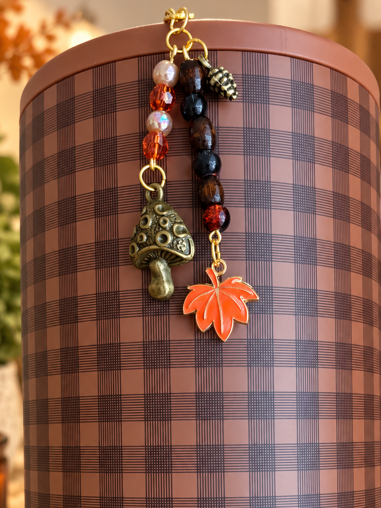 Rust Plaid Dangle Charm