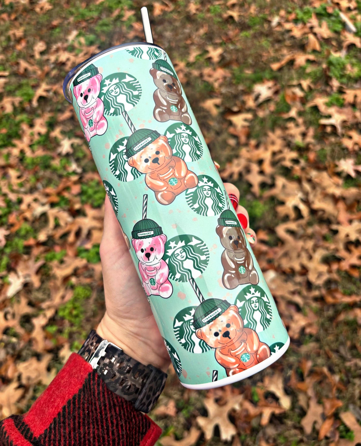 Coffee Bear 20oz Tumbler (comes with lid & straw)