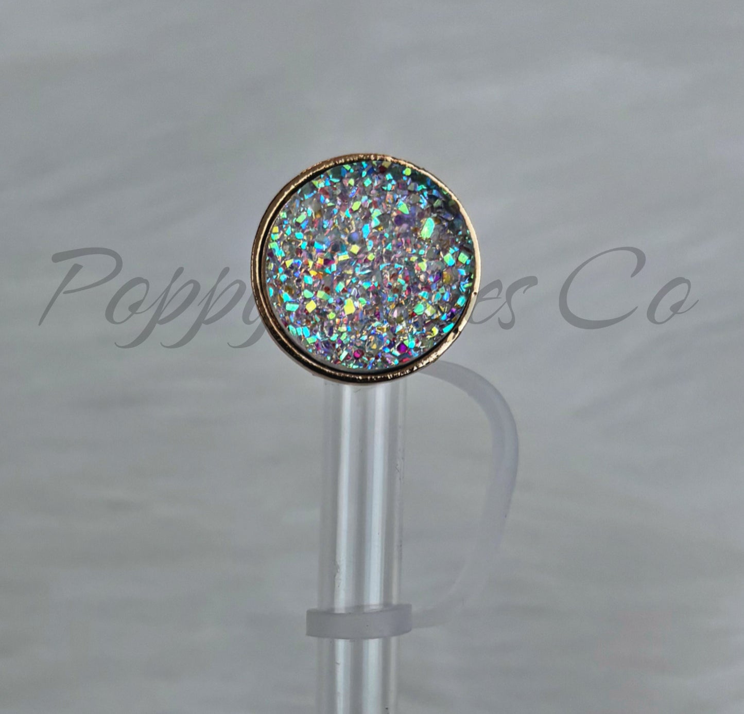 Iridescent Druzy Deluxe Metal Straw Topper Gold