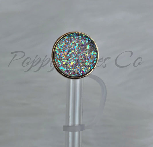 Iridescent Druzy Deluxe Metal Straw Topper Gold