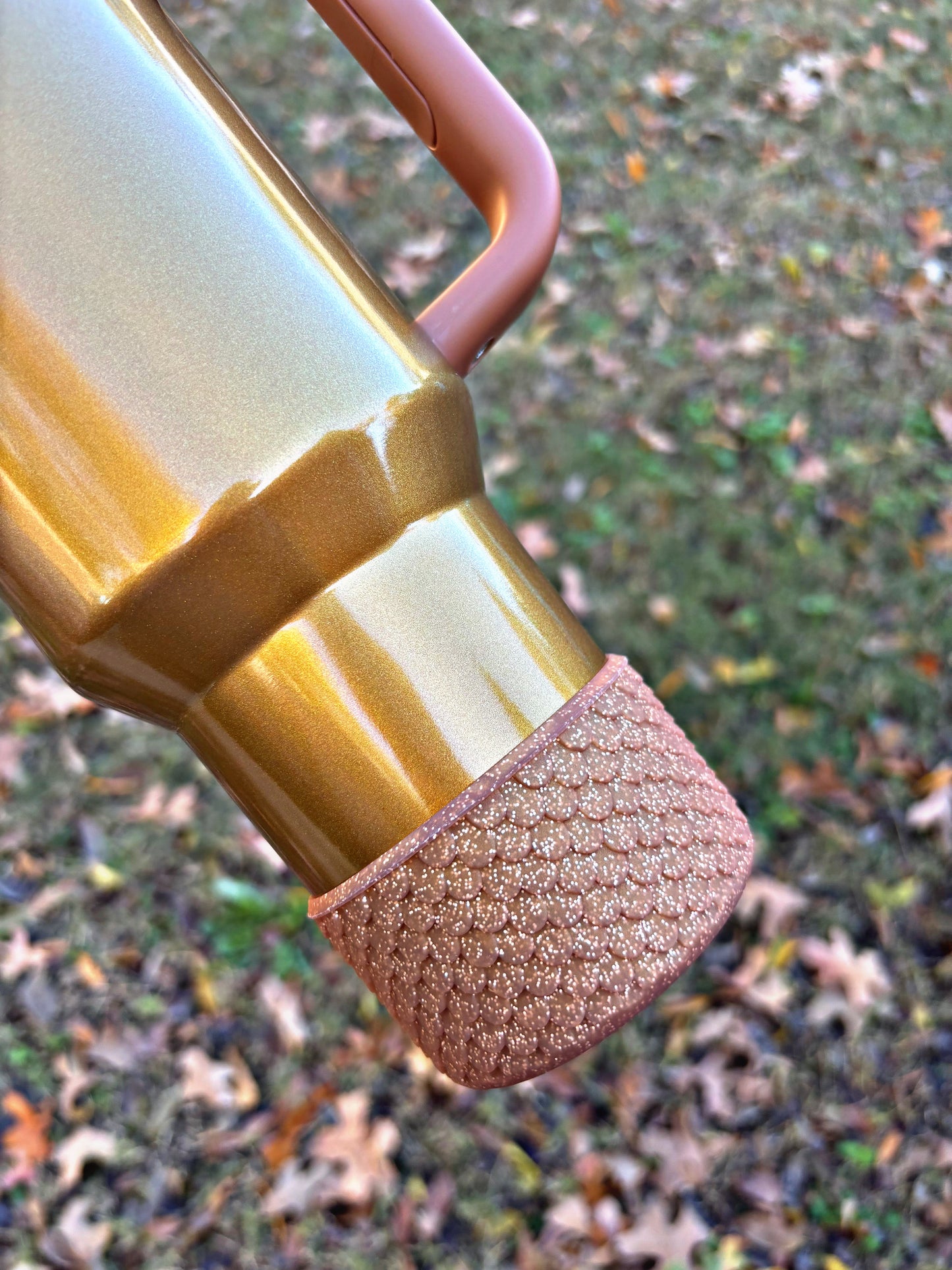 Copper Tinsel Mermaid Scales Silicone Boot Handle Match