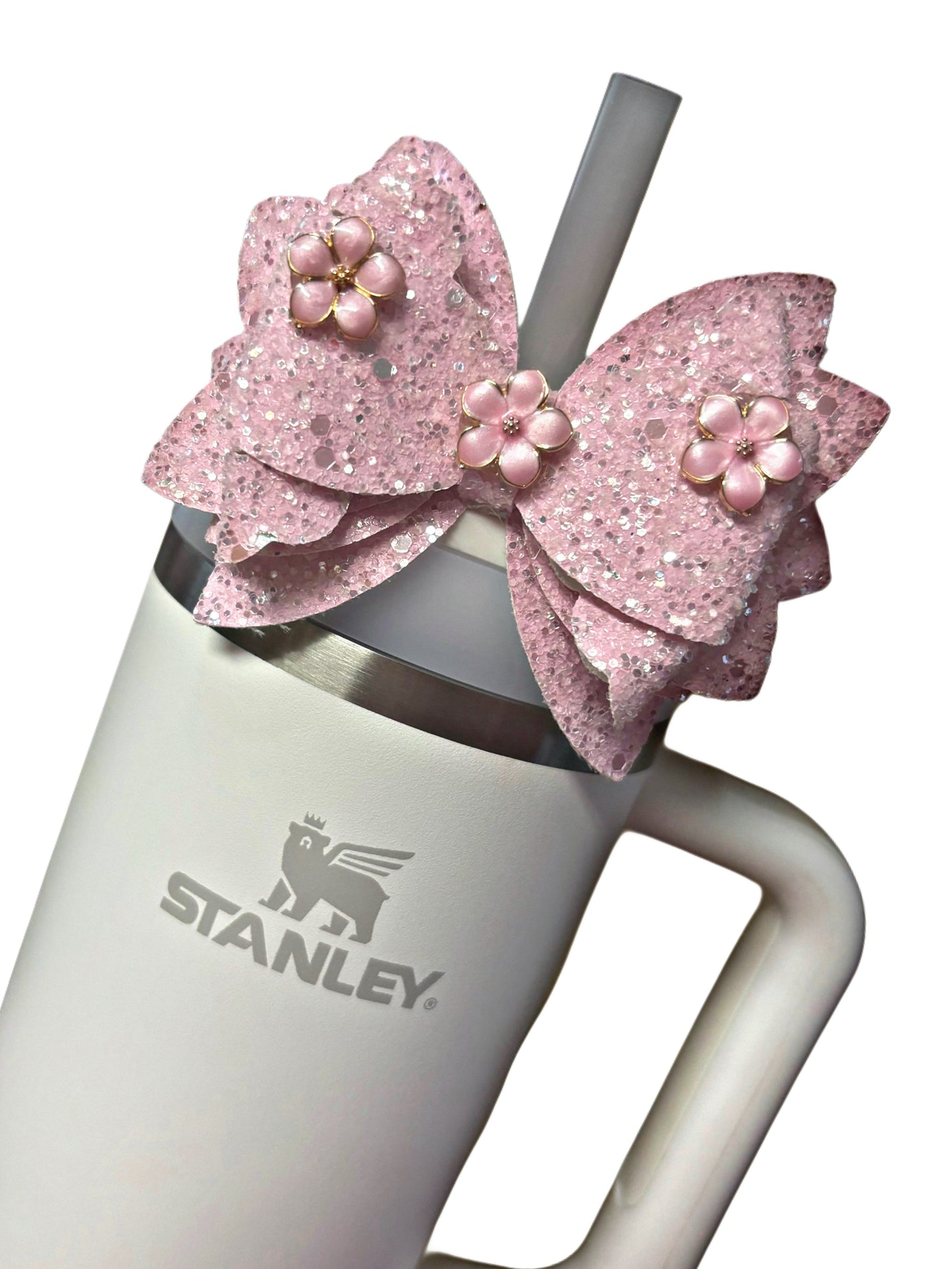 Cherry Blossom Bow Straw Topper