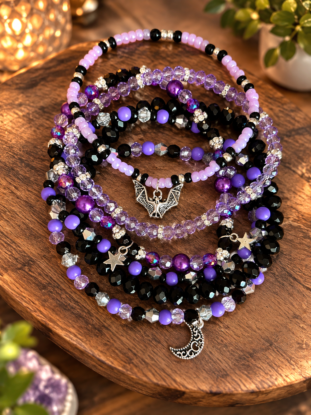 Halloween Purple Bats Bracelets