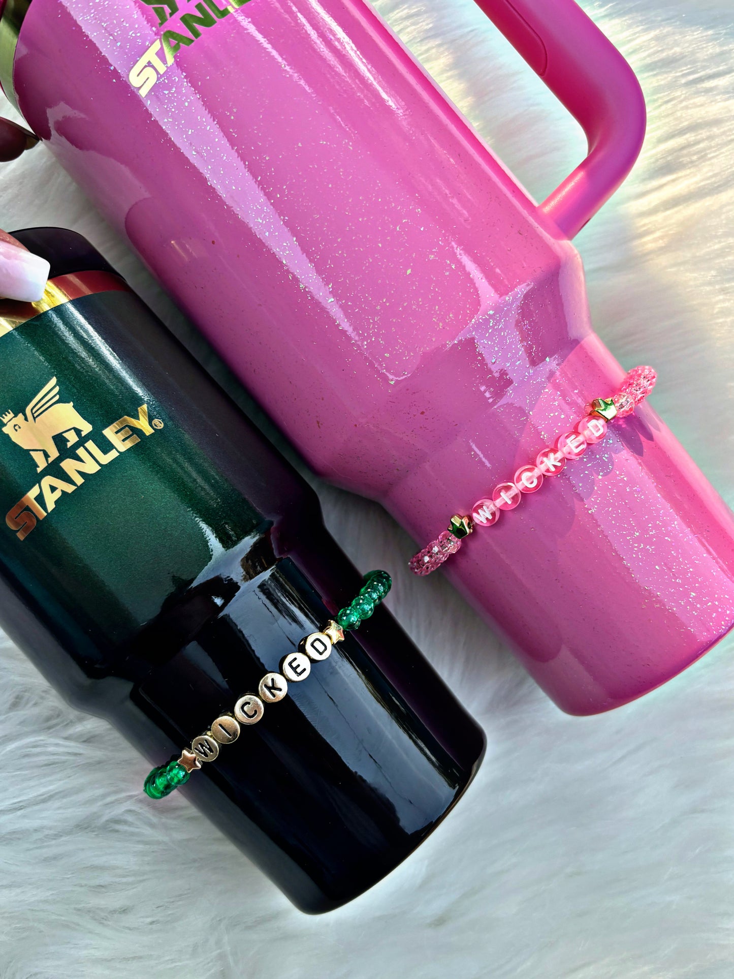 Wicked Pink and Green Stanley Cup Bracelets. Choose Single or Set.