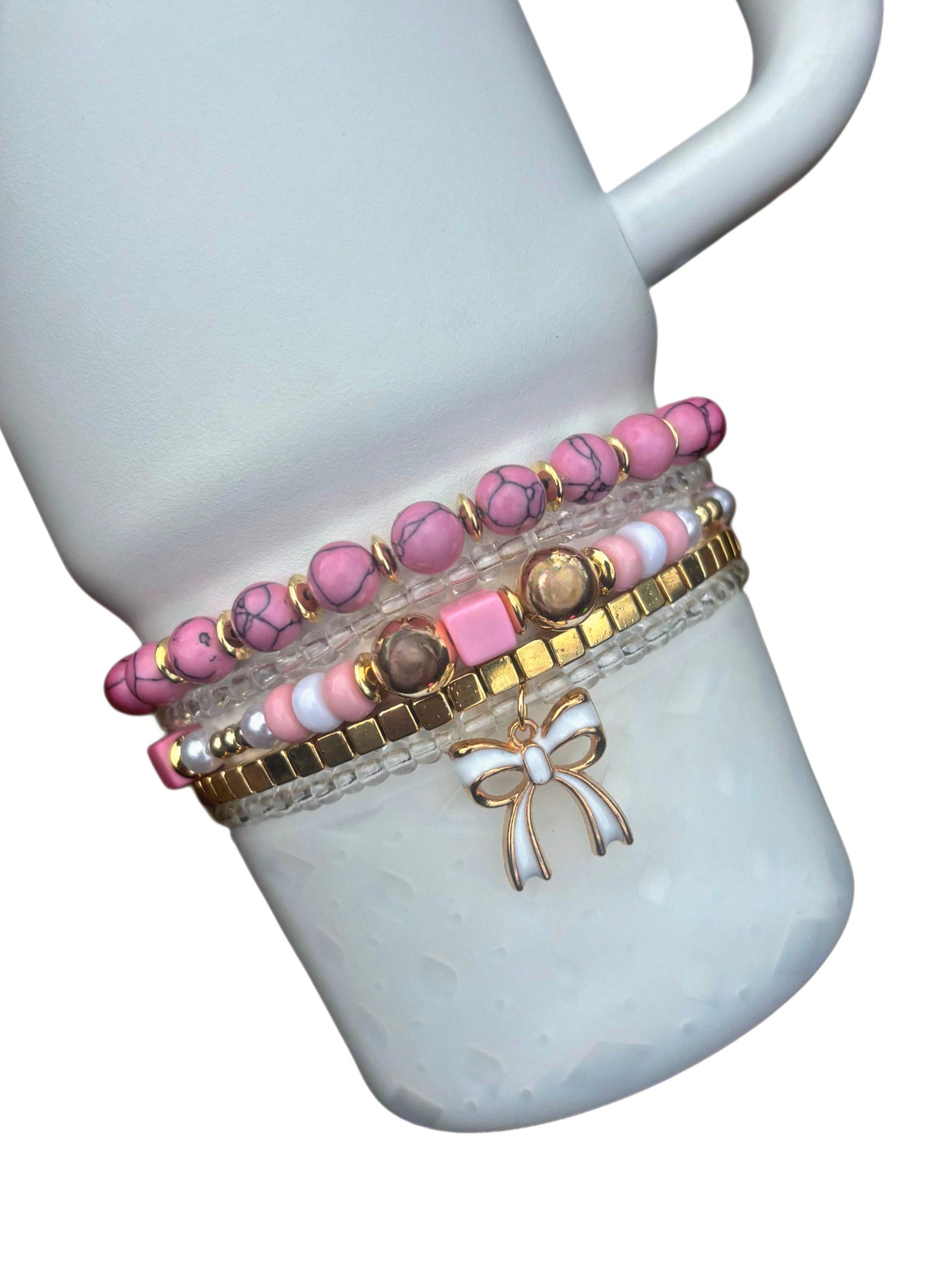 Pink & Gold Coquette Cup Bracelets