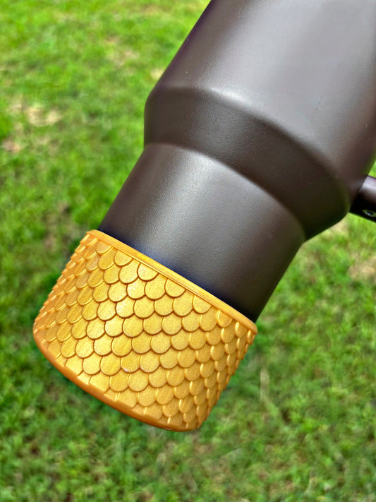 Gold Mermaid Scales Silicone Boot. Chocolate Stanley Cup Accessories