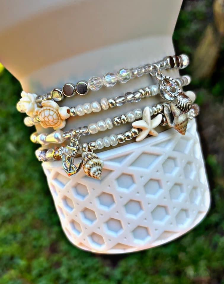 Silver Bohemian Beach Cup Bracelets