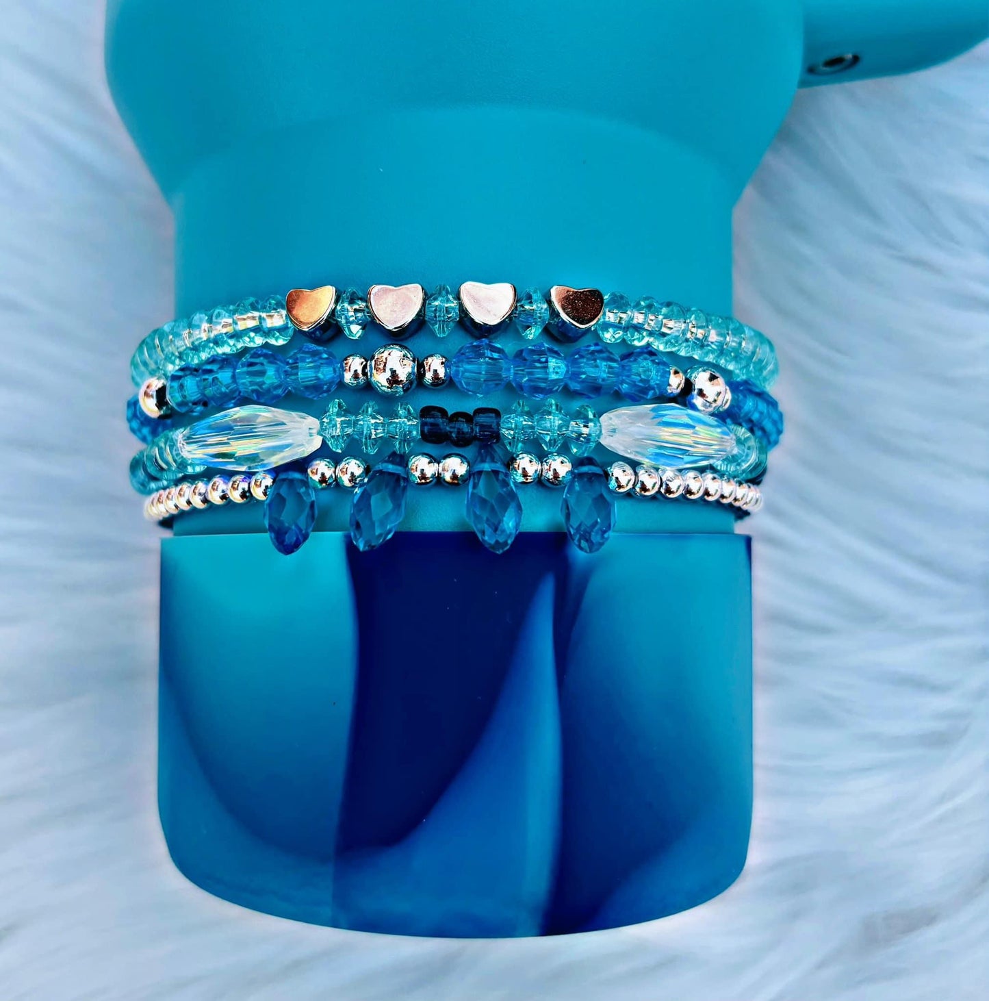 Aquamarine Blue Cup Bracelets