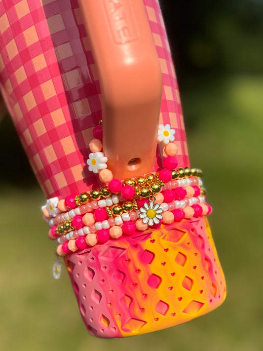 Peach Gingham Magnetic Handle Charm