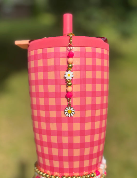 Peach Gingham Dangle Charm
