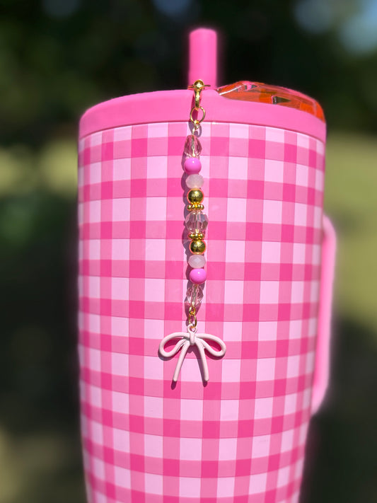 Pink Gingham Dangle Charm