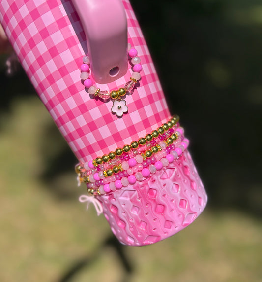 Pink Gingham Magnetic Handle Charm