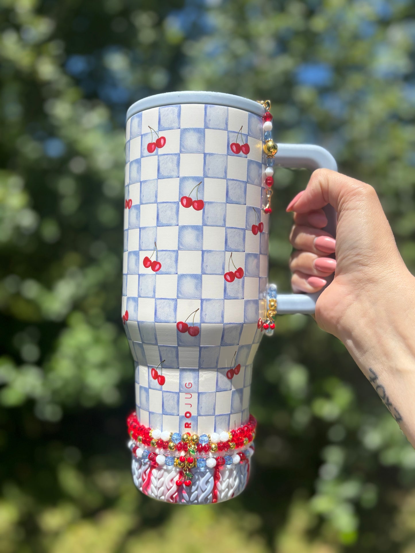 Cherry Checkers Bracelets Wrist or Tumbler