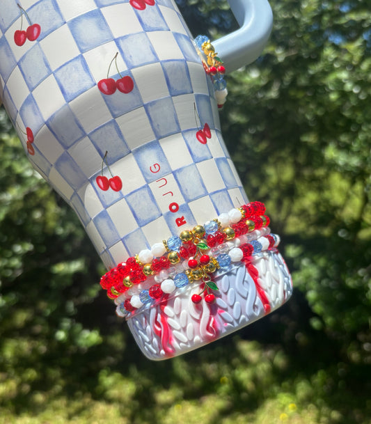 Cherry Checkers Bracelets Wrist or Tumbler