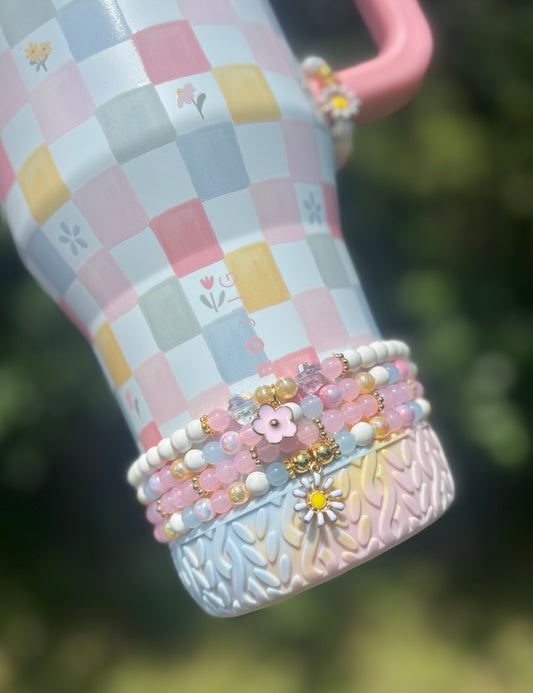 Pastel Checkers Bracelets Wrist or Tumbler