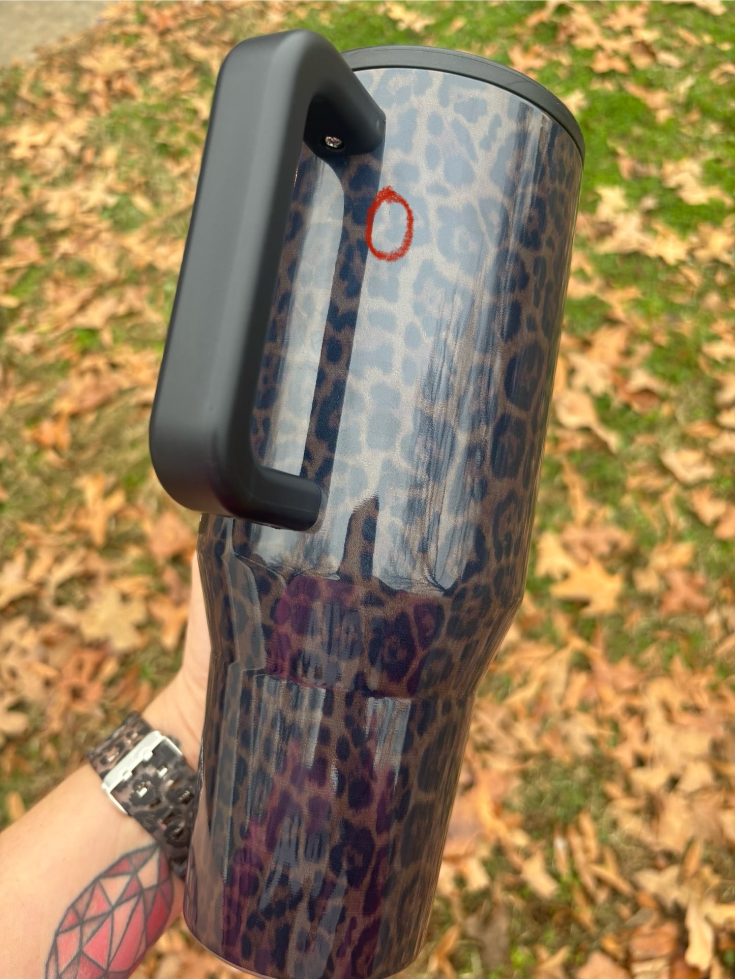 Leopard Luxe 40oz HJ -3 tiny flaws see photo (discount codes cannot be used on cups or your order will be canceled)