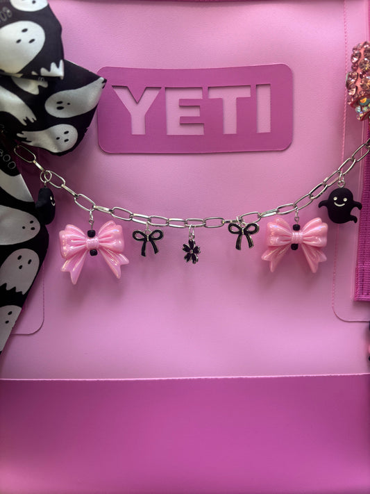 Pink & Black Coquette Ghosts Bag Chain