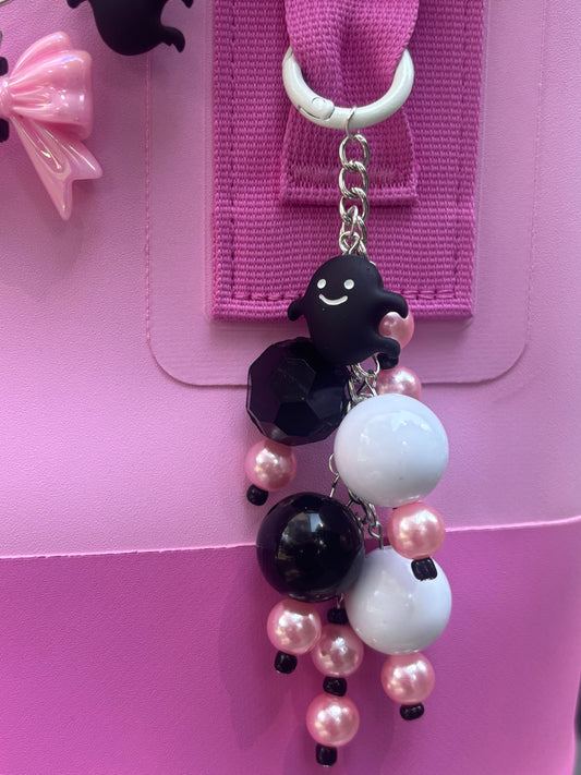 Pink & Black Ghost Bag Bauble Charm