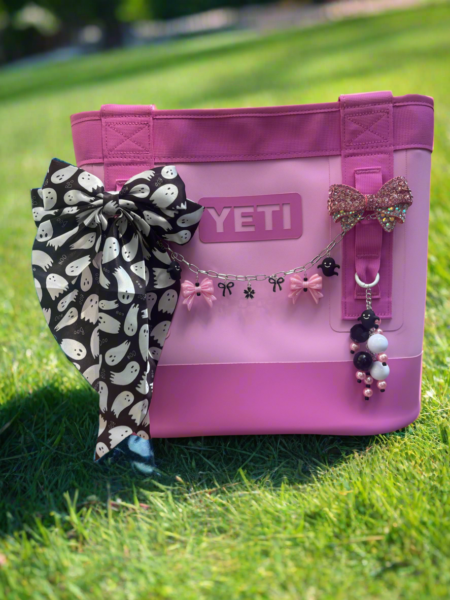 Pink & Black Coquette Ghosts Bag Chain