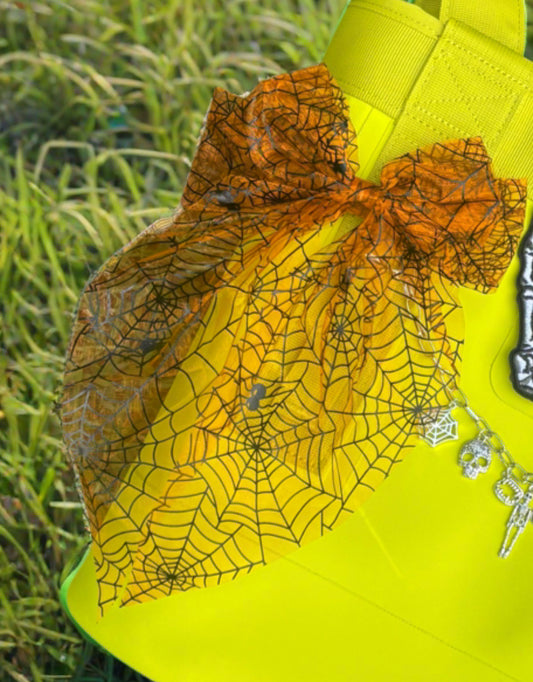 Orange Spider Webs Bow (Clip me to your Camino or Bogg Strap!)