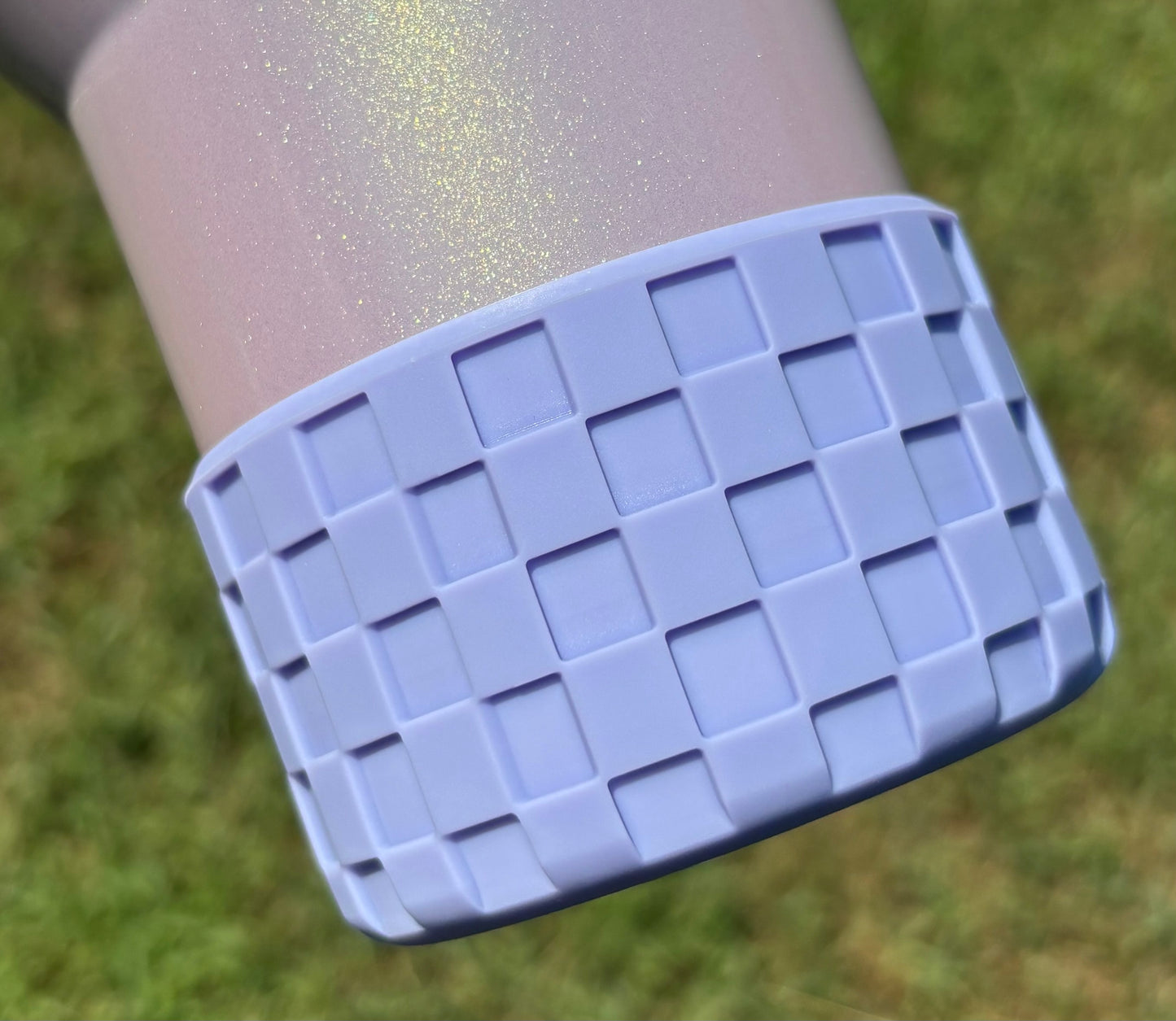 Lavender Checkered Texture Silicone Boot. Stanley Cup Accessories