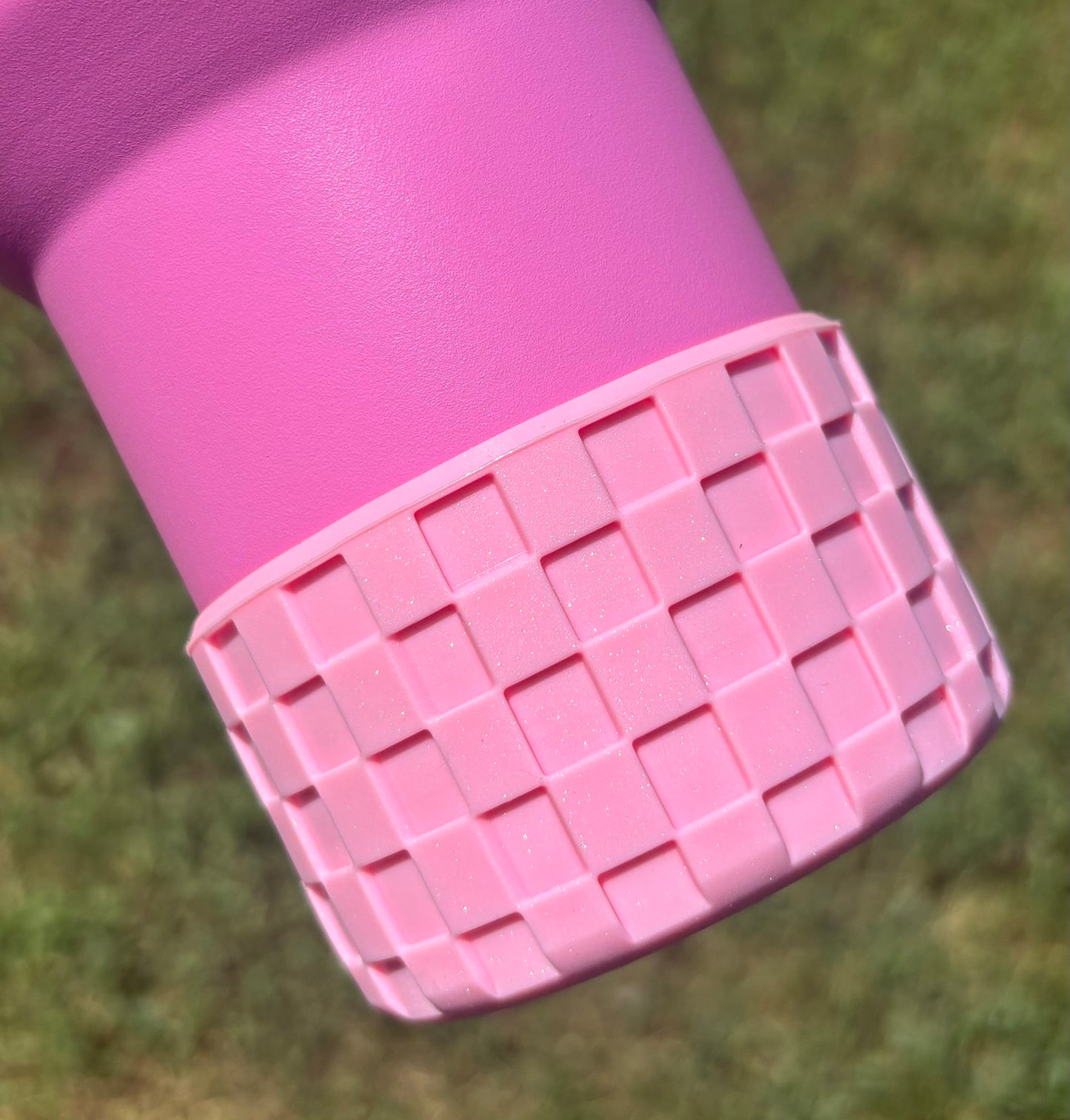 Bubblegum Pink Checkered Texture Silicone Boot. Stanley Cup Accessories