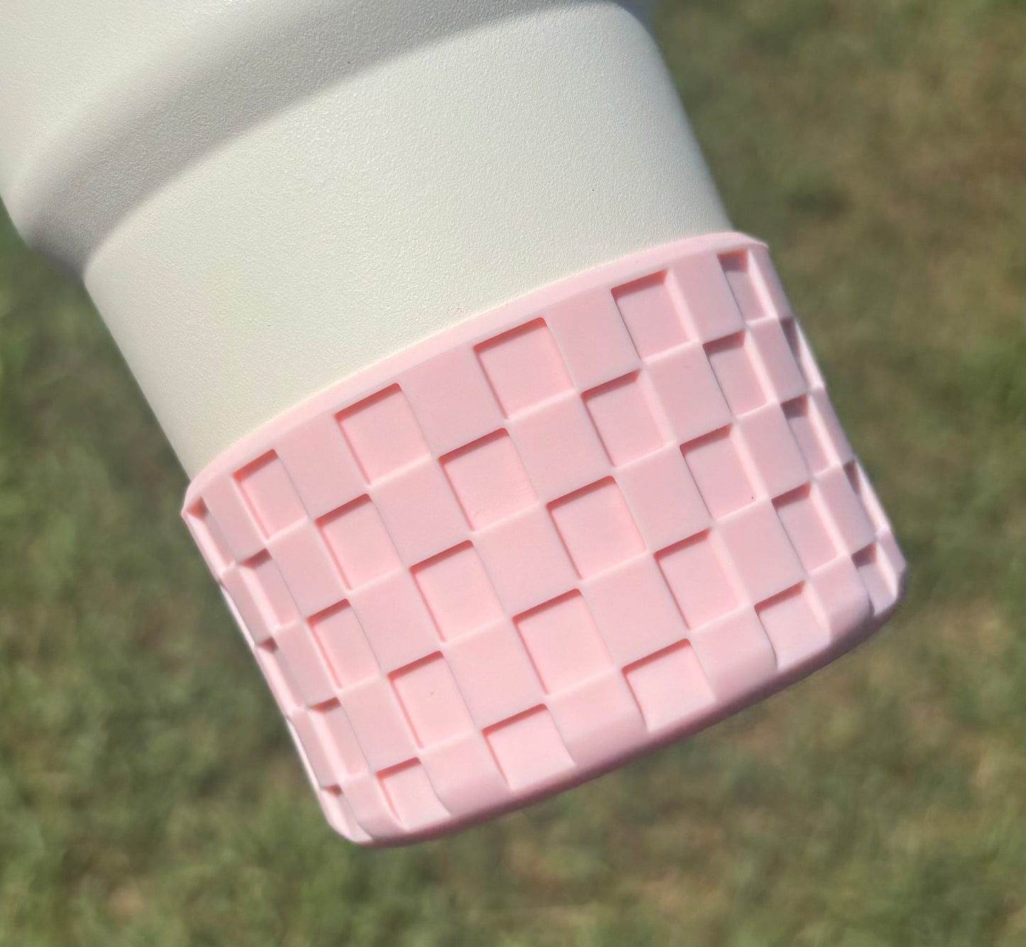 Pale Pink Checkered Texture Silicone Boot. Stanley Cup Accessories