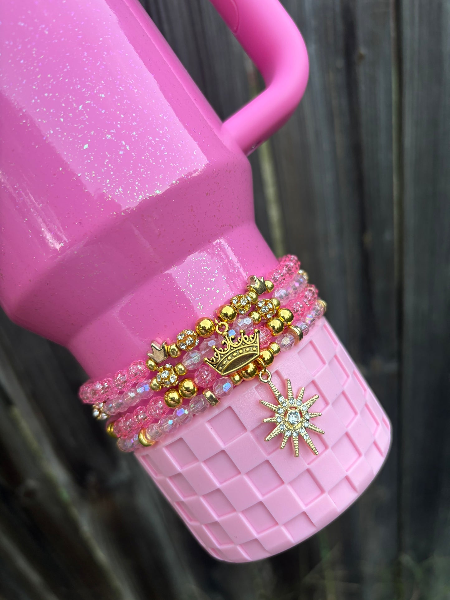 Wicked Pink Northern Star Glinda Stanley Cup Bracelets. Wicked Collection.