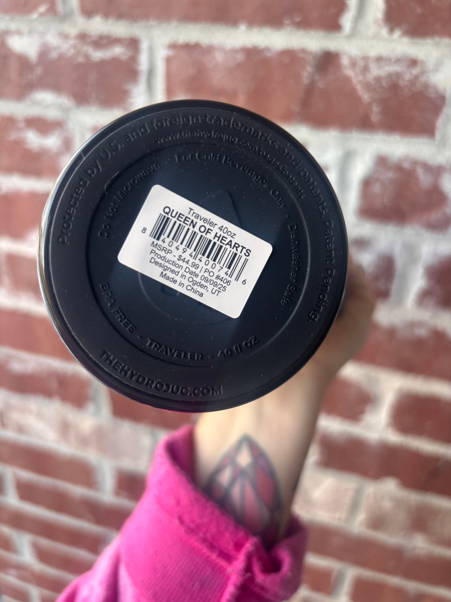 QOH 40oz HJ Trav-has 2 tiny bubbles see pics  (discount codes cannot be used on cups or your order will be canceled)