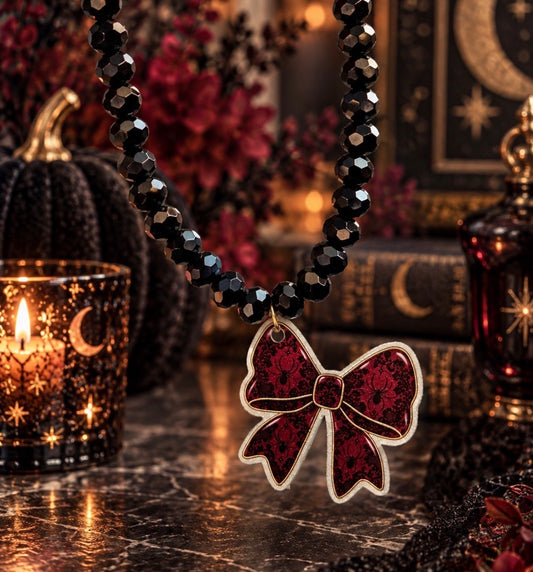 Bordeaux Lace Bow Bracelet