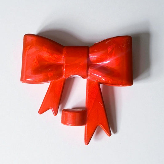 Ruby Red Holographic Big Bow Silicone Straw Topper