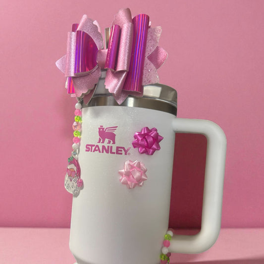 Pink Christmas Present Bows Magnets 2pack