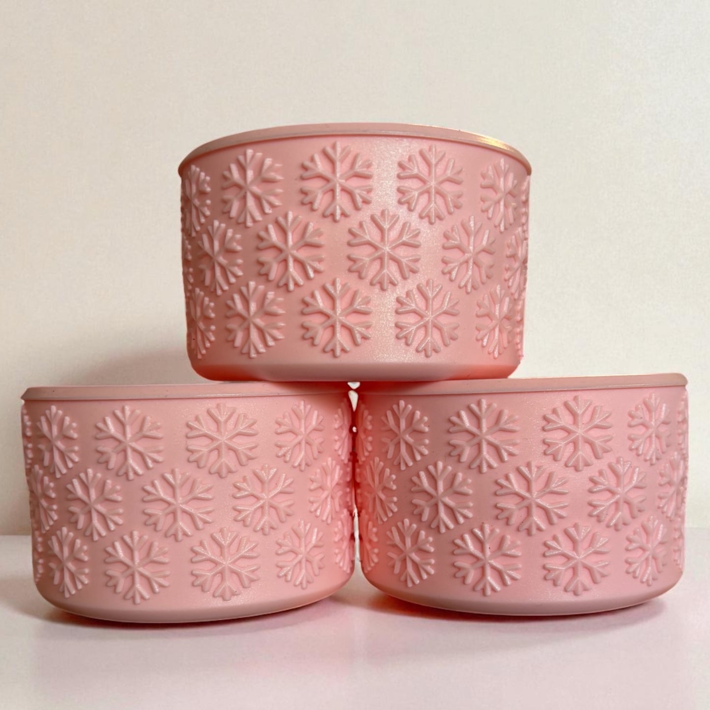 Botte en silicone avec flocons de neige roses scintillants