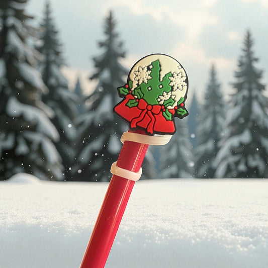 Merry Snowglobe Silicone Straw Topper 10mm