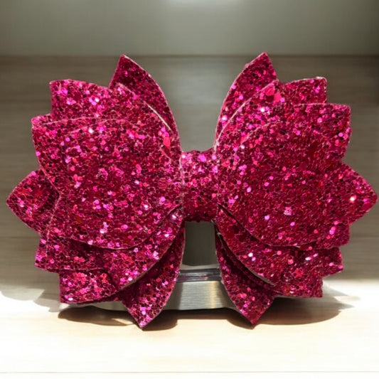 Pink Glitter Bow 10mm Straw