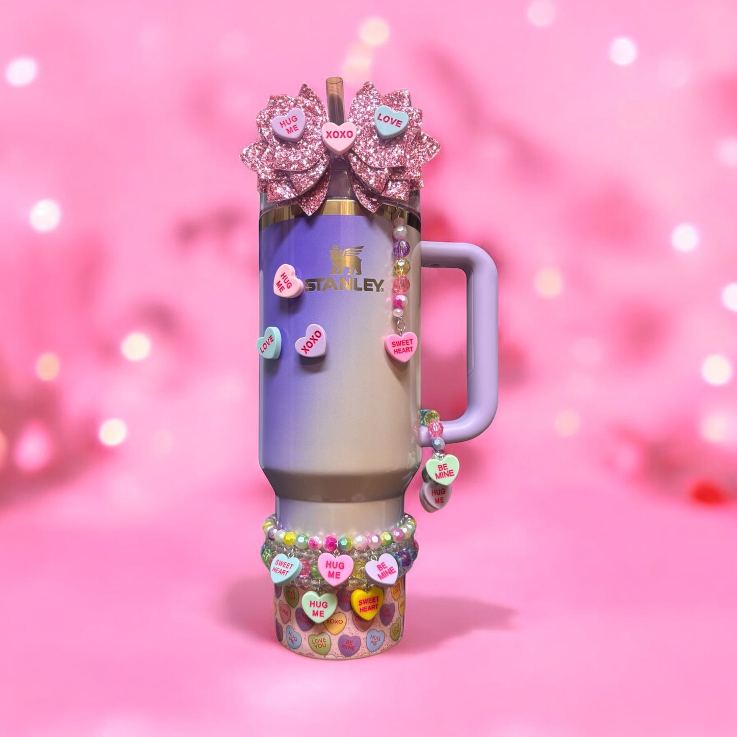 Conversation Hearts Bow Straw Topper {Candy Colors & Words May Vary}