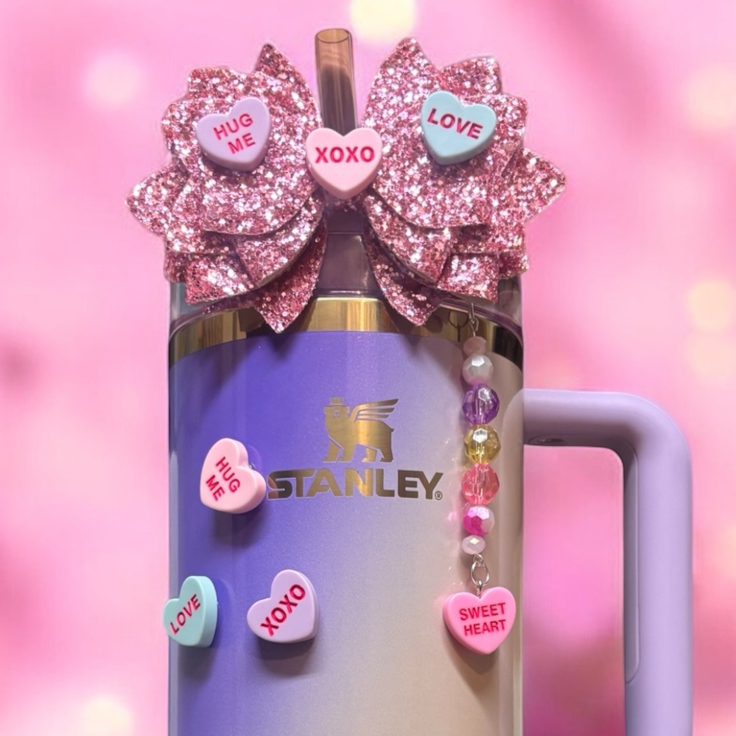 Conversation Hearts Bow Straw Topper {Candy Colors & Words May Vary}