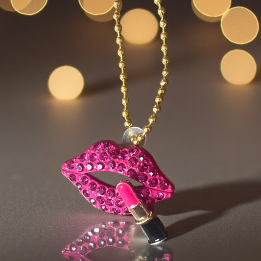 Rhinestone Lips Handle Charm