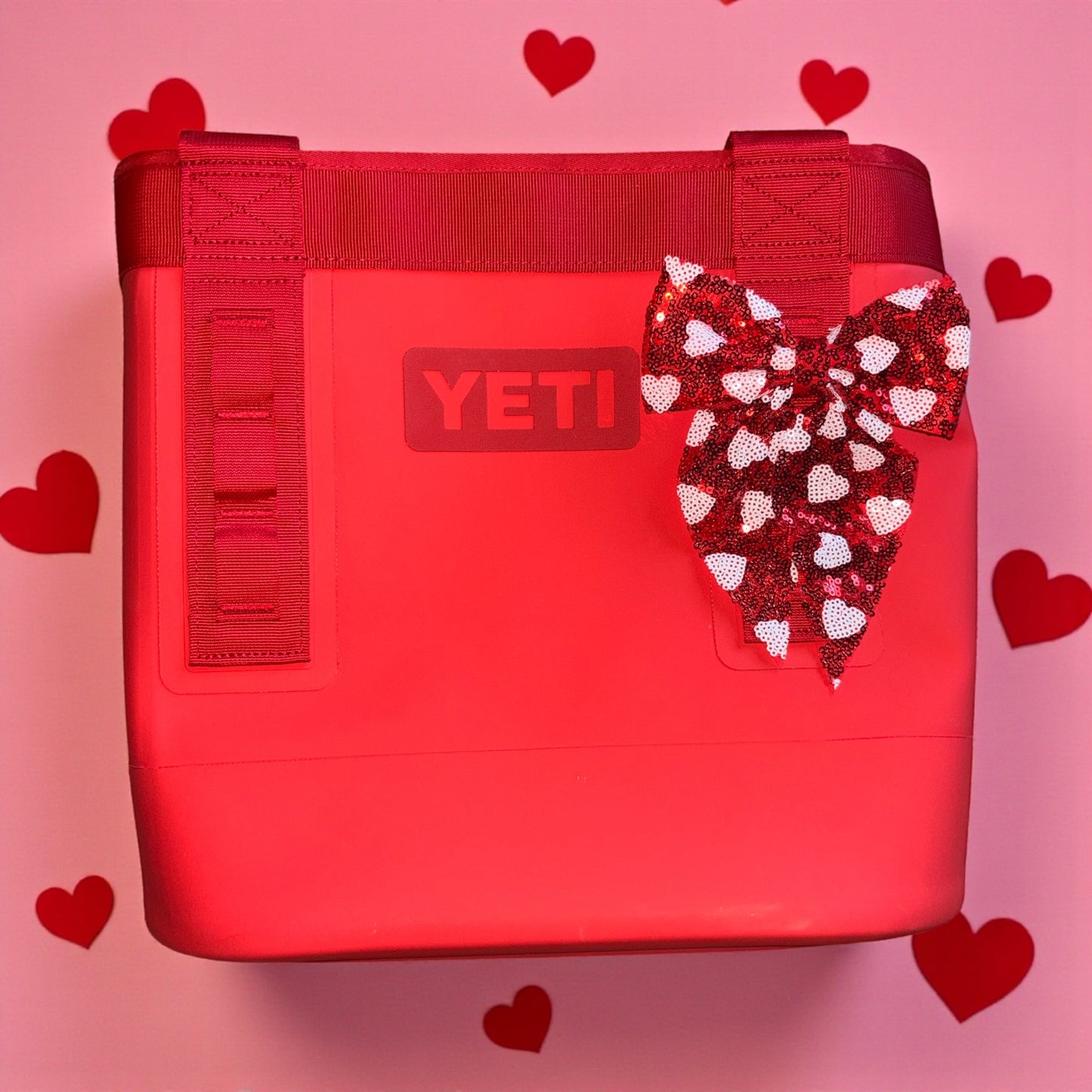 Red Hearts Sequin Bag Bow